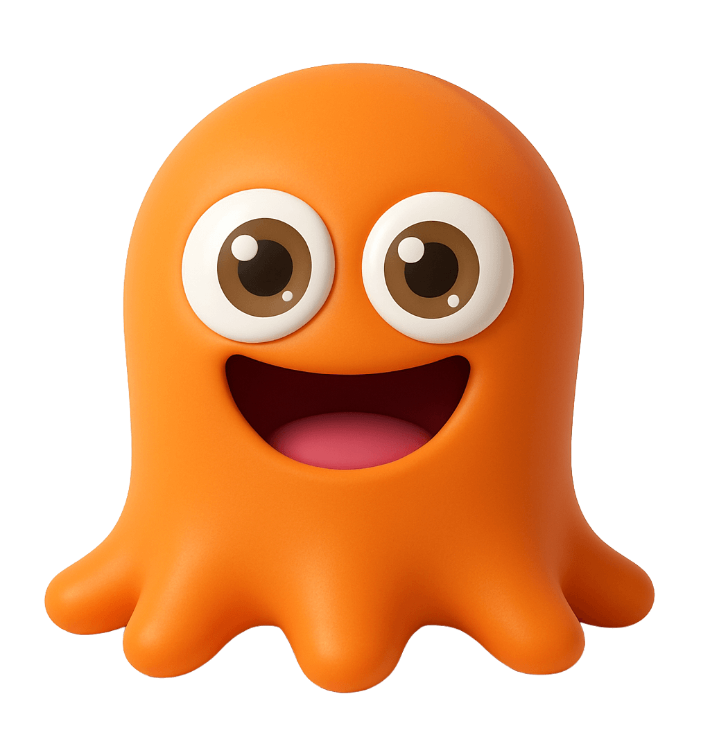 personagem medulina - circular, laranja e fofinha